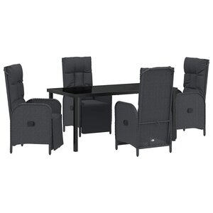 vidaXL Ensemble de salle à manger pour jardin 5 Pièces Noir polyrotin