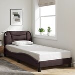 vidaXL Cadre de lit avec LED sans matelas marron foncé 90x200 cm tissu