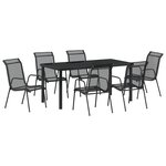 vidaXL Ensemble de salle à manger pour jardin 7 Pièces Noir
