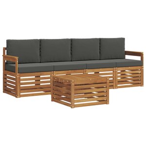 vidaXL Ensemble de canapés d'extérieur 5 pc Naturel et Anthracite
