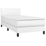 vidaXL Sommier à lattes de lit avec matelas Blanc 100x200cm Similicuir