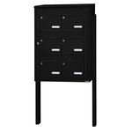 Bloc collectif Leabox 2x3 grade 3 simple face Extérieur sur pieds à sceller Noir 9005 finition brillante