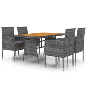 vidaXL Mobilier à dîner d'extérieur 5 Pièces Résine tressée Gris