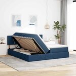 vidaXL Lit de rangement LED avec matelas Bleu 200 x 200 cm Tissu