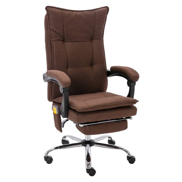 vidaXL Chaise de bureau de massage Marron Tissu