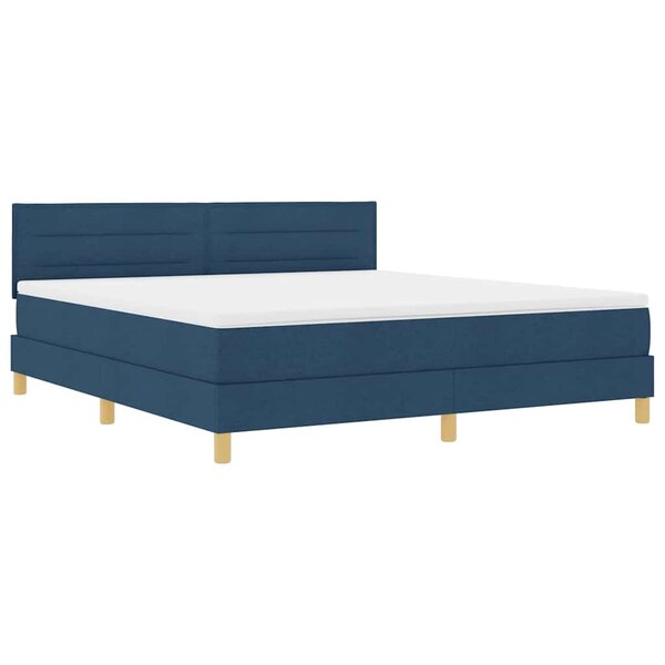 vidaXL Lit à ressort LED avec bandes LED Bleu 180 x 200 cm tissu