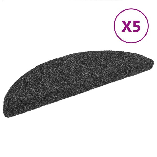 vidaXL Tapis autoadhésifs de marches 5 Pièces Gris foncé 56x17x3 cm