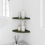 vidaXL Étagère Flottante d'Angle 2 pc Vert olive 24 x 24 x 2 cm
