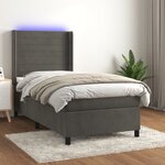 vidaXL Sommier à lattes de lit et matelas et LED Gris foncé 90x200cm