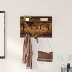 vidaXL Porte-manteau mural avec étagère Chêne fumé 60 x 40 x 12 cm
