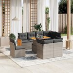 vidaXL Salon de jardin 9 Pièces avec coussins gris résine tressée