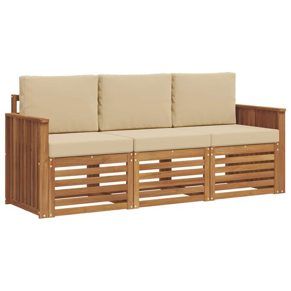 vidaXL Ensembles de canapés 3 pc Naturel et Beige Bois d'Acacia Massif
