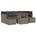 vidaXL Ensemble de salle à manger de jardin de 7 pièces avec coussins en poly rotin gris et acacia