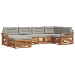 vidaXL Ensemble de canapés d'extérieur 6 pc Gris Naturel et Clair