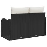 Canapé de jardin 2 places vidaXL avec rangement et coussins en poly rattan noir