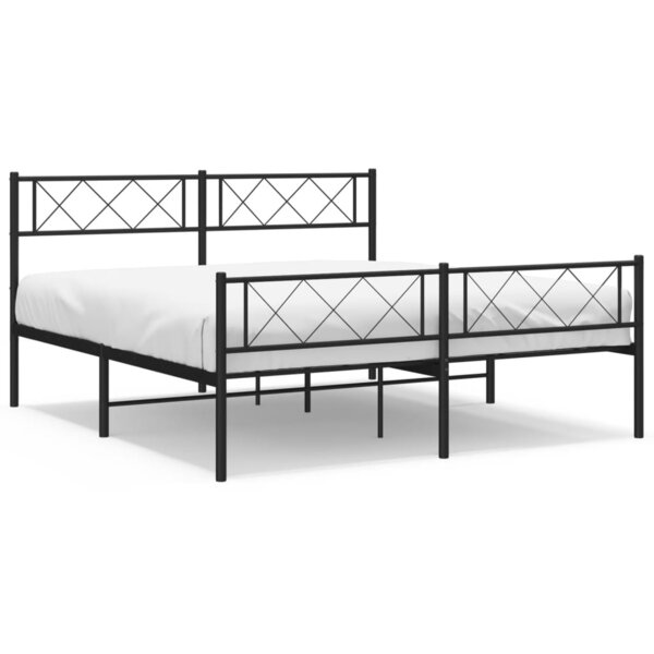vidaXL Cadre de lit métal avec tête de lit/pied de lit noir 120x200 cm