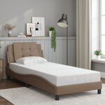 vidaXL Cadre de lit avec LED sans matelas cappuccino 90x200 cm