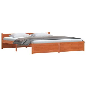 vidaXL Cadre de lit Brun cire 205.5 x 95.5 x 51 cm Pin massif