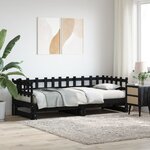 vidaXL Lit coulissant sans matelas noir 2x(90x190) cm Bois massif