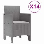 vidaXL Ensemble de salle à manger pour jardin 15 Pièces Gris clair
