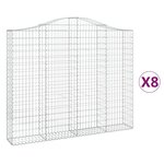vidaXL Paniers à gabions arqués 8 Pièces 200x30x160/180 cm Fer galvanisé