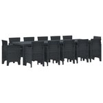 Ensemble de Salle à Manger de Jardin vidaXL 13 pièces avec coussins anthracite poly rattan