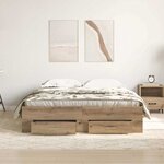 vidaXL Cadre de lit avec tiroirs chêne artisanal 135 x 190 cm
