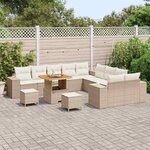 vidaXL Ensemble de canapé de jardin 13 Pièces Beige polyrotin