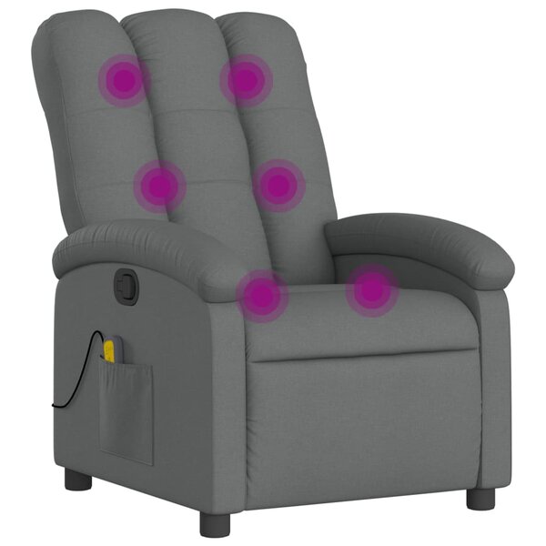 vidaXL Fauteuil de massage inclinable gris foncé tissu