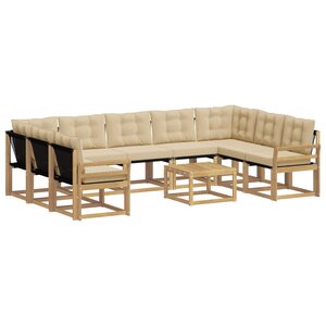 vidaXL Ensemble de canapés d'extérieur 10 pc Blanc et Beige
