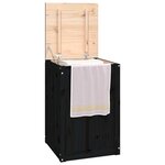 vidaXL Boîte à linge Noir 44x44x66 cm Bois massif de pin