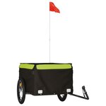 vidaXL Remorque de vélo noir et vert 45 kg fer