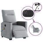 vidaXL Fauteuil inclinable de massage électrique Gris clair Tissu