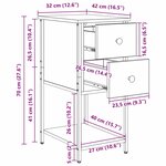 vidaXL Cabinet de chevet avec tiroir 2 Pièces Chêne noir 32 x 42 x 70 cm