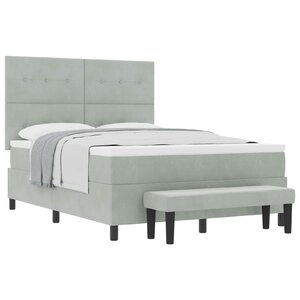 vidaXL Lit à ressorts avec tête de lit Gris clair 200 x 140 cm Velours