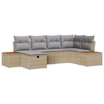 vidaXL Ensemble de canapé de jardin 6 Pièces Beige Poly rotin