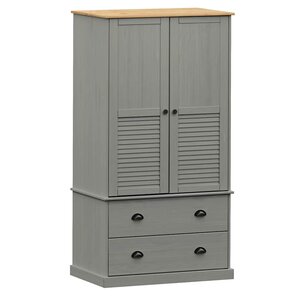 vidaXL Garde-robe VIGO gris 90x55x170 cm bois massif de pin