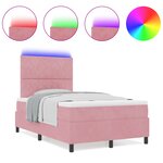 Lit Box Spring vidaXL avec Matelas et LED Rose 120x190 cm Velours