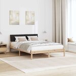 vidaXL Cadre de lit Marron et noir 160 x 200 cm Bois massif en pin