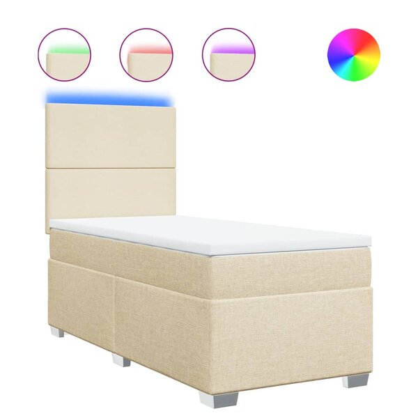 vidaXL Sommier à lattes de lit avec matelas Crème 100x200 cm Tissu