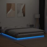 vidaXL Cadre de lit et lumières LED sans matelas sonoma gris 160x200cm