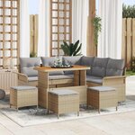 vidaXL Ensemble de canapé de jardin 9 Pièces Beige  Gris clair