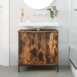 vidaXL Meuble de Lavabo de Salle de Bain avec stockage Chêne fumé