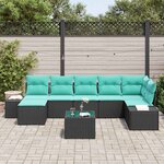 vidaXL Ensemble de canapé de jardin avec coussin 8 Pièces Noir polyrotin
