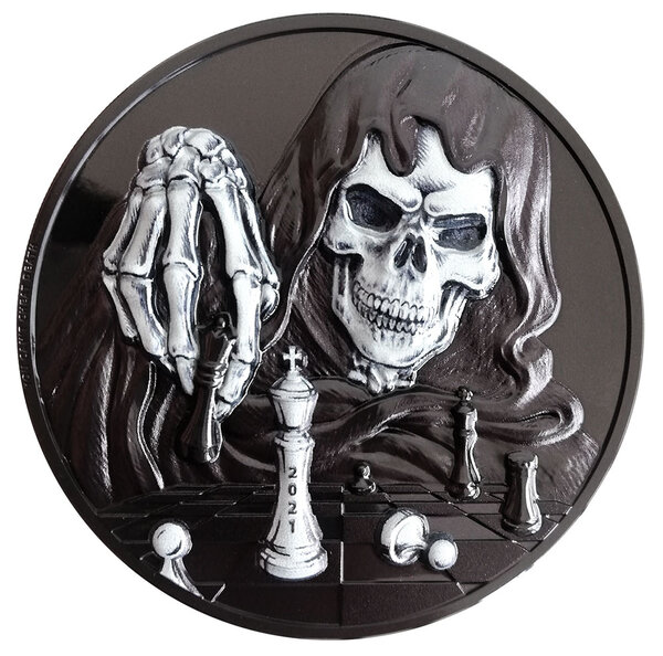Monnaie DARK CHECKMATE You Can't Cheat Death 3 Oz Argent 20$ Palau 2021