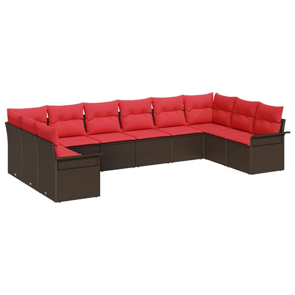 vidaXL Ensemble de canapé de jardin 10 Pièces Beige polyrotin