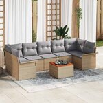 vidaXL Ensemble de canapé de jardin 8 Pièces Beige et Gris clair