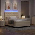 vidaXL Lit à ressorts avec matelas avec LED Crème 140 x 200 cm tissu