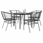 vidaXL Ensemble à manger de jardin 5 Pièces noir résine tressée verre