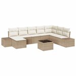 vidaXL Ensemble de canapé de jardin avec coussin 9 Pièces Beige polyrotin